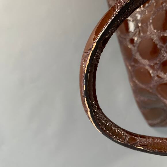 ALAIA Brown Embossed Patent Leather Top Handles Shoulder Handbag - Picture 8 of 8